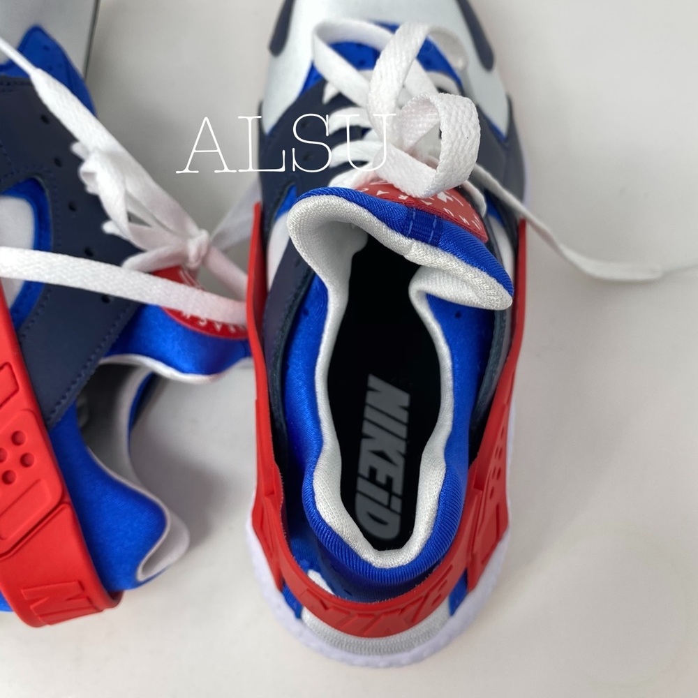NikeID Custom Air Huarache Run White Blue Red W - Picture 6 of 8